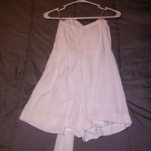 White Halter Romper Shorts